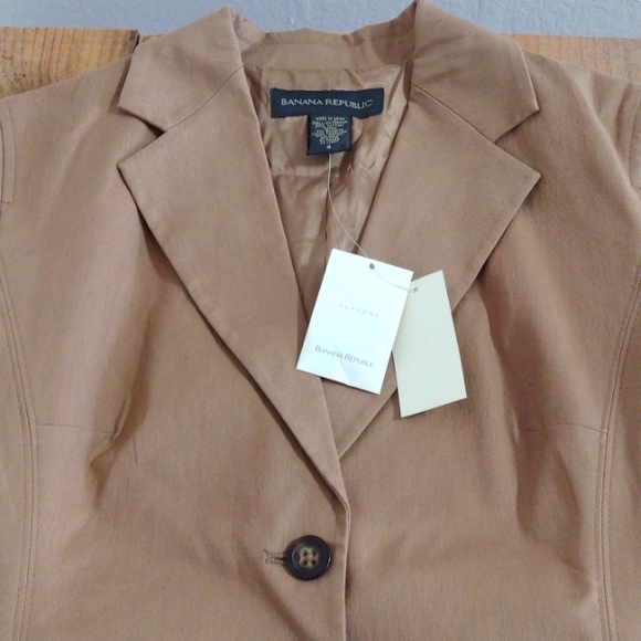Banana Republic Vintage Brown 2 Button Cotton Blazer Size 4 NWT - Picture 9 of 11